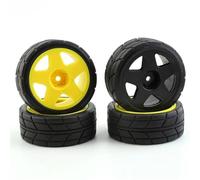 Pneumatici RC per Tamiya per TT01 TT01E per TT02 per TT02B XV01 1/10 RC per Parti di Auto da per Corsa 65mm Pneumatico Gomma Ruota 12mm Esagonale(Type A Yellow)