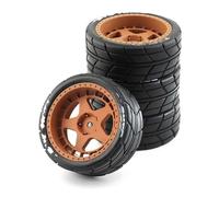 Pneumatici RC per Tamiya per TT01 TT01E per TT02 per TT02B XV01 TA06 1/10 RC per Parti di Auto da per Corsa 65mm Gomma della Ruota del Pneumatico 12mm Esagonale 4 Pezzi(Yellow,Type B)