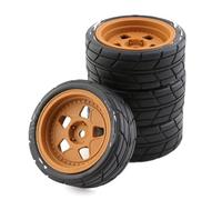Pneumatici RC per Tamiya per TT01 TT01E per TT02 per TT02B XV01 TA06 1/10 RC per Parti di Auto per Corsa 4 Pezzi 65mm Pneumatico Gomma Ruota 12mm Esagonale(Yellow,A)