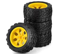 Pneumatici RC per Traxxas per Arrma per Redcat per HSP per Tamiya 1/10 RC 4 Pezzi 118 Millimetri per Monster Truck per Buggy Pneumatico Ruota 12 Mm Esagonale(Yellow)