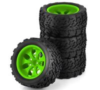 Pneumatici RC per Traxxas per Arrma per Redcat per HSP per Tamiya 1/10 RC 4 Pezzi 118 Millimetri per Monster Truck per Buggy Pneumatico Ruota 12 Mm Esagonale(Green)