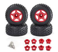 Pneumatici RC Ruote Per Traxxas Per Slash Per Arrma Per Senton 1/8 1/10 4 Pezzi Pneumatici Camion 110Mm Con Esagono Ruota 12Mm 14Mm 17Mm Parti Aggiornamento Per Auto RC(Red)