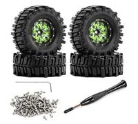 Pneumatici Ruote Beadlock 1,3 Pollici Per Traxxas Per TRX4M 1/18 Accessori | Pneumatici Fango Beadlock Metallo con Battistrada Auto Pulente e Cerchi Durevoli per Mini Crawling(Green)
