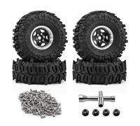 Pneumatici Ruote Beadlock Per Redcat GEN7/8 Per MST VS4-10 1/10 Parti | RC Car Combo Ruote Beadlock Pneumatici Progetto Peso Bilanciato e Battistrada Fuoristrada Aggressivo(Black)
