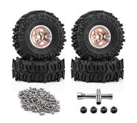 Pneumatici Ruote Beadlock Per Redcat GEN7/8 Per MST VS4-10 1/10 | RC Car Combo Ruote Beadlock Pneumatici Progetto Peso Bilanciato e Battistrada Fuoristrada Aggressivo(Brown)