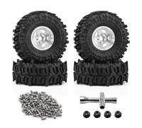 Pneumatici Ruote Beadlock Per Redcat GEN7/8 Per MST VS4-10 1/10 | RC Car Combo Ruote Beadlock Pneumatici Progetto Peso Bilanciato e Battistrada Fuoristrada Aggressivo(Silver)