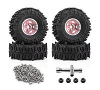 Pneumatici Ruote Beadlock Per Redcat GEN7/8 Per MST VS4-10 1/10 | RC Car Combo Ruote Beadlock Pneumatici Progetto Peso Bilanciato e Battistrada Fuoristrada Aggressivo(Pink)
