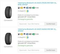 Pneumatici Yokohama 245/40-19 e 275/35-19 4 stagioni