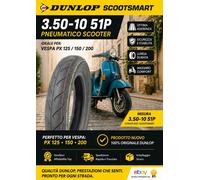 PNEUMATICO 3 50 10 350 10 51P TL DUNLOP SCOOTSMART VESPA PX 125 150 200 DOT 25
