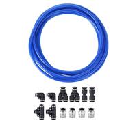 Pneumatico 6mm OD PU Aria Flessibile Tubi Kit 5 Metri Blu con 12pz Nero Spingi
