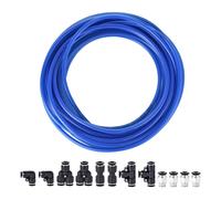 Pneumatico 6mm OD PU Aria Flessibile Tubing Kit 10M Blu con Nero Raccordi