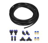 Pneumatico Aria Tubo Tubazione PU 4mm IDx6mm ODx10m Nero con Connessione Kit