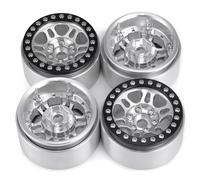 Pneumatico per auto RC Compatibile Con Axial Per SCX10 Per TRX-4 1/10 RC Crawler Car Truck Parti Di Aggiornamento 4 Pezzi Da 1,9 Pollici Cerchioni In Lega Metallica Beadlock Mozzi(Silver Black 4Pcs)