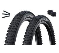 Pneumatico pieghevole Schwalbe 2 x Hans Dampf Performance TLR TwinSkin ADDIX E-25 nero 60-559 (26 x 2,35) + 2 tubi Schwalbe DV13 con leva per pneumatici maxxi4you