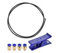 Pneumatico PTFE Aria Tubi Tubo Acqua Kit 4mm OD 1M Nero con Tagliatubi