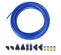 Pneumatico PU Aria Tubi Kit con 12pz Raccordi Rapidi 4mm OD 10 Metri Blu