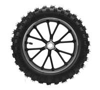 Pneumatico Ruota Anteriore 2.5-10 con Camera D'aria, Gomma E Metallo 10 Pollici per Piccole Motociclette Fuoristrada 49, Parti Ricambio Cerchio Ruota Anteriore Posteriore (BLACK)