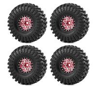 Pneumatico Ruote Beadlock Per Axial Per SCX10 II/III D90 1/10 | RC Car Set Ruote Beadlock Pneumatici Cerchi Resistenti agli Urti e Gomma Tutto Tempo Durata Sentieri(Red)