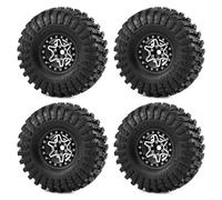 Pneumatico Ruote Beadlock Per Axial Per SCX10 II/III D90 1/10 | RC Car Set Ruote Beadlock Pneumatici Cerchi Resistenti agli Urti e Gomma Tutto Tempo Durata Sentieri(Black)