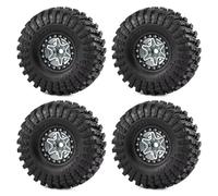 Pneumatico Ruote Beadlock Per Axial Per SCX10 II/III D90 1/10 | RC Car Set Ruote Beadlock Pneumatici Cerchi Resistenti agli Urti e Gomma Tutto Tempo Durata Sentieri(Titanium)