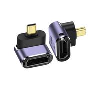 PNGKNYOCN Adattatore micro HDMI 8K ad angolo retto, confezione da 2 pezzi con curvatura a 90 gradi da micro HDMI maschio a HDMI 2.1 femmina, connettore bidirezionale (Down Bend)