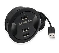 PNGKNYOCN Occhiello da scrivania a 3 porte USB 2.0, foro di montaggio da 60 mm, organizer per cavi per PC, chiave, disco rigido e altri dispositivi