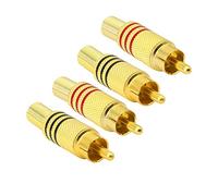 PNGKNYOCN RCA Audio Plug,AV stereo placcato oro maschio adattatore audio senza saldatura a molla coassiale per la conversione tra le interfacce dei dispositivi audio(4-Pack)