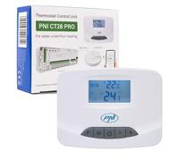 PNI CT28 PRO Unità termostato wireless, per riscaldamento a pavimento, compatibile con elettrovalvola CT28M, modulo CT28WIFI Hub per controllo dall'applicazione Tuya Smart, ABS, bianco