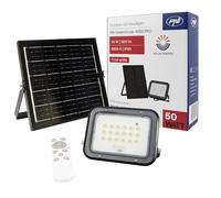 PNI Greenhouse WS50 PRO - Luce LED da 50 W, con pannello solare da 6 W, batteria da 5000 mAh, 800 lm, controllo remoto, timing and adjustable Brightness, 6500 K, IP65, colore: Nero
