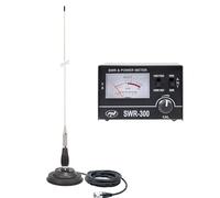 PNI ML100 Antenna CB 100 cm, magnete 125 mm e riflettore PNI SWR-300 per misurazione SWR, nero