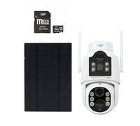 PNI Pacchetto telecamera di videosorveglianza IP792, doppia lente 2MP + 2MP, pannello solare 3W e scheda di memoria MicroSD 128GB inclusa