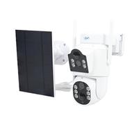 PNI Telecamera di videosorveglianza IP792, doppio obiettivo 2MP + 2MP, pannello solare 3W, batteria integrata da 6000 mAh, rilevamento del movimento, slot per schede micro SD, visione notturna, audio