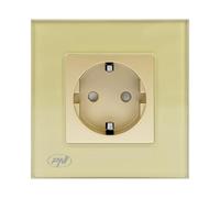 PNI WP101G - Presa da incasso singola con cornice in vetro, colore oro oro 16A 3000W