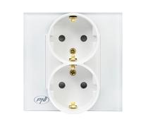 PNI WP222W Presa da incasso x2 singola con cornice in vetro bianco