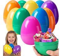 PNIOTAIN Uova di Pasqua Jumbo da 15,2 cm, confezione da 12 uova di Pasqua giganti in plastica riempibili, 6 colori, per caccia alle uova di Pasqua, grandi uova a sorpresa, cestini, bomboniere e premi