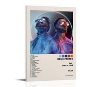 PNL - Poster su tela, motivo: Deux Frères Tracklist, decorazione artistica da parete con stampa artistica moderna per soggiorno, 30 x 45 cm, con cornice