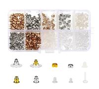 PNOOFR 530 Pezzi Universale Chiusure per Orecchini Chiusure per Orecchini Trasparenti Sicurezza Orecchino Schiene Tappi a Forma di Farfalla Materia di Gomma Metallo Plastica Orecchini Chiusura Stopper