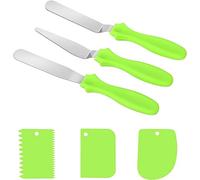 PNOOFR 6 Pezzi Spatole per Dolci, Spatole in Acciaio Inossidabile Raschietti per Torte in Plastica Coltello per Torte in Plastica per Spalmare la Crema Glassare Cupcake (Verde)