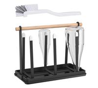 PNOOFR Scola Borracce Scolabottiglie e Portabicchieri Scolabottiglie da Cucina Portabottiglie Scolabottiglie con Tappettino con 6 Bottiglie Porta Tazze Nero Stendibottiglie