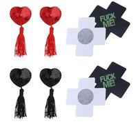 PNPGDYK 2 Paia Copricapezzoli con Nappa y 2 Paia Glitter Adesivi per Capezzoli, Sexy Adesivi Copricapezzoli,Donna Pasties Cuore Adesivo Copertura Dell'Ugello per San Valentino