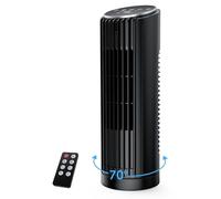 PNTCK Ventilatore a Torre con Telecomando, 33cm Ultra Silenzioso (24dB) - 4 Modalità & 4 Velocità, Oscillazione 70°, Timer 12H, Display LED, Funzione Automatica con Sensore