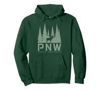 PNW Pacific Northwest Alce Nature Lover Verde Felpa con Cappuccio