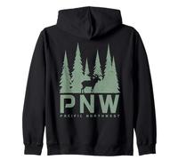 PNW Pacific Northwest Alce Nature Lover Verde Felpa con Cappuccio