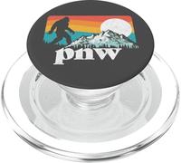 PNW - Pacific Northwest Bigfoot Mountains Retro 80s Graphic PopSockets PopGrip per MagSafe