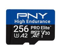 PNY 256GB Scheda microSDXC PRO Elite™ High Endurance C10 U3 V30 A2 - Velocità di lettura/scrittura fino a 100/90MB/s, 4K UHD, Full HD, UHS-I, sorveglianza, sicurezza, dash cam