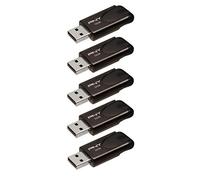 PNY Set da 5 Unità Flash Attaché 4 USB 2.0 con Cappuccio Scorrevole, Nero, 5x32 GB