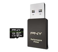 PNY Kit microSDXC/Lettore microSD/Adattatore SD, Scheda microSDXC 128GB PRO Elite Prime Class 10 U3 V30 A2, fino a 200MB/s, 4K UHD