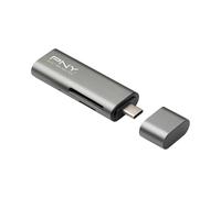 PNY, Lettore di schede di memoria e adattatore USB-C 3.1, Grigio