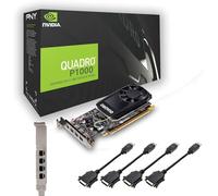 PNY Nvidia Quadro P1000 4GB GDDR5 4x Mini DisplayPort Staffa basso e alto profilo, scheda grafica professionale, nero - Include 4 cavi per display