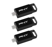 PNY Pack de 3 Clés USB 3.2 Elite™ Type-C® 128 Go - Jusqu'à 120 Mo/s en Lecture et Jusqu'à 10 fois Plus Rapide en Écriture que l'USB 2.0, Connecteur Type-C, Design fiable, durable et portable